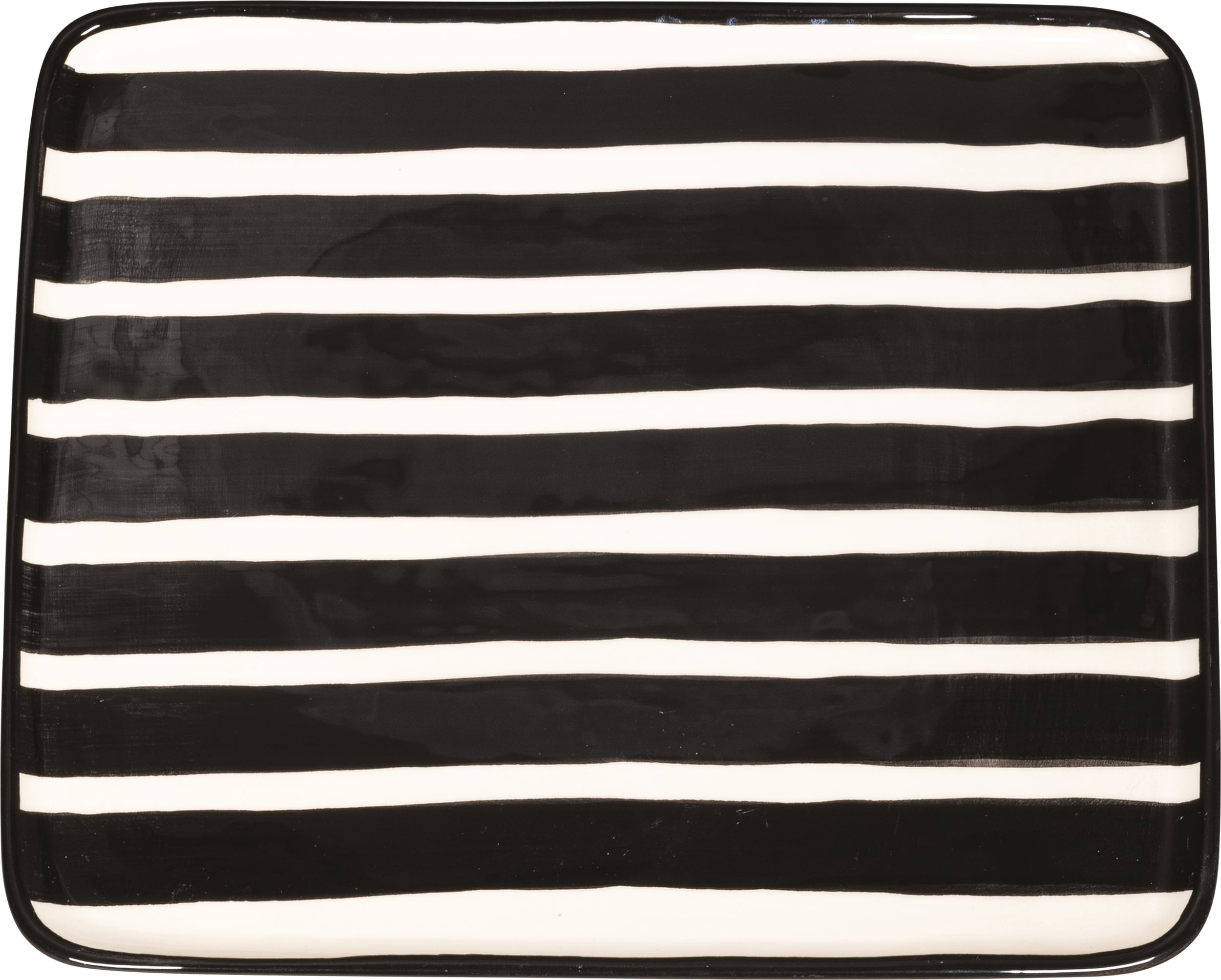 Talerz obiadowy Lido Righe w paski 28 x 24 cm czarny