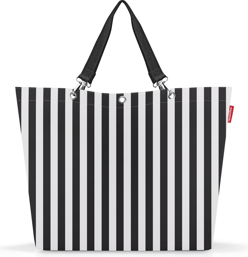 Torba Shopper w paski XL czarno-biała z recyklingu
