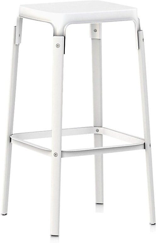 Stołek barowy Steelwood 78 cm nogi białe siedzisko białe