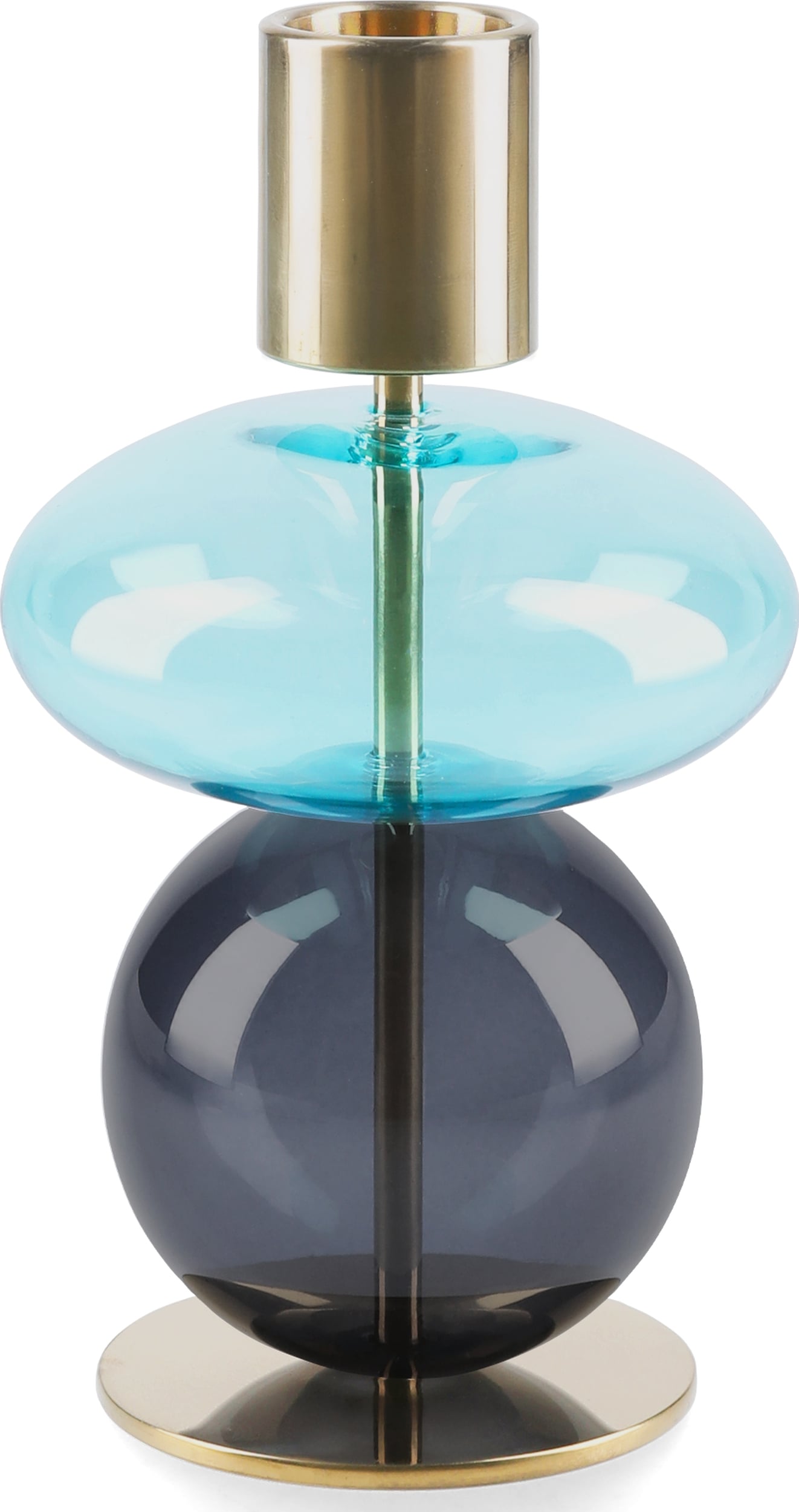 Świecznik na klasyczną świecę Bubble 14 cm niebieski