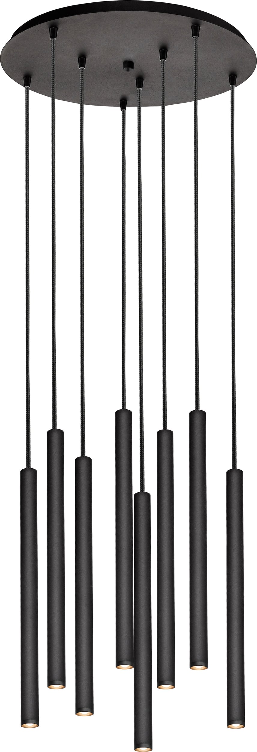 Lampa wisząca Roll czarna ośmioelementowa z łączeniem czarnym