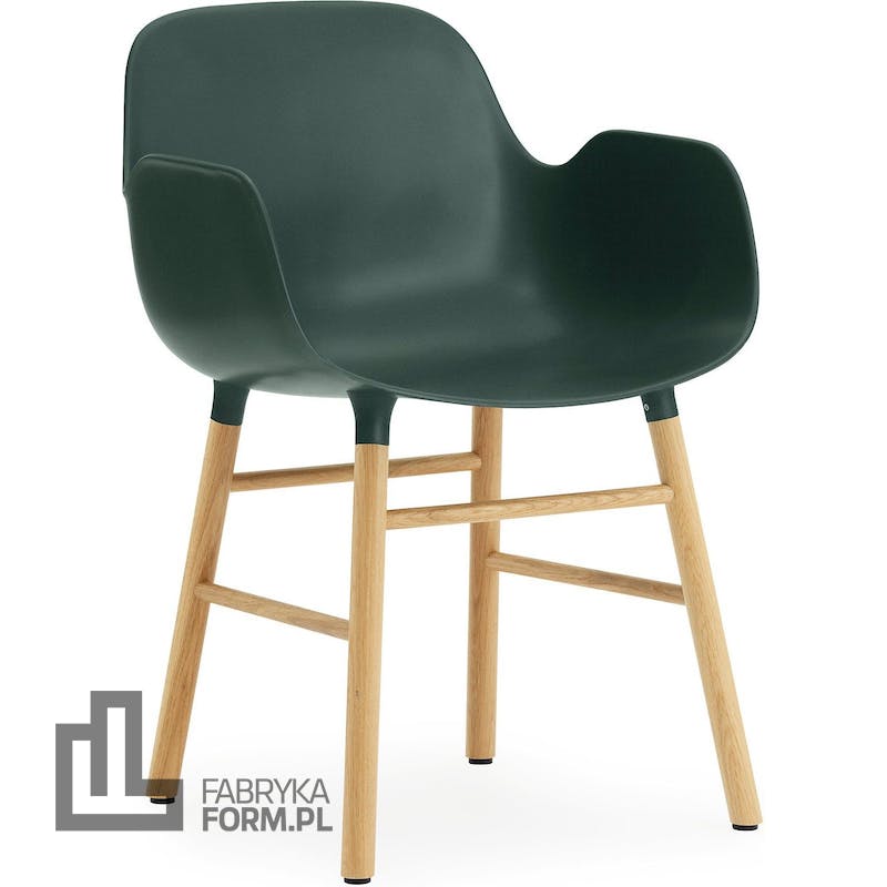 Fotel Form zielony z dębową ramą