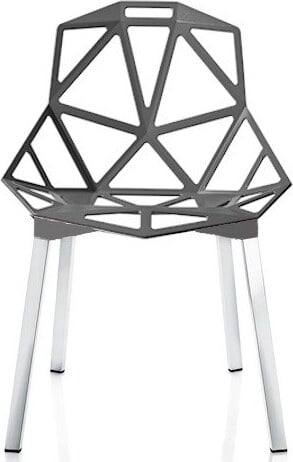 Krzesło Chair_One szary antracyt z polerowanymi anodyzowanymi nogami