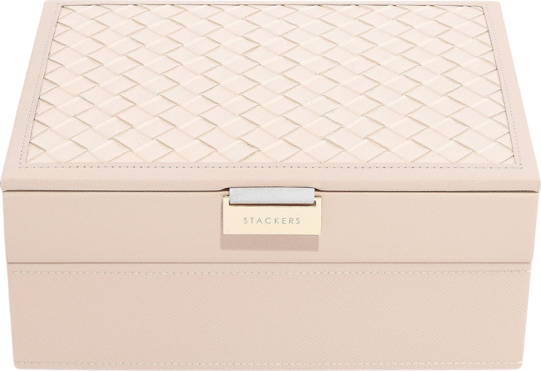 Szkatułka na biżuterię Stackers Classic Woven podwójna jasnoróżowa