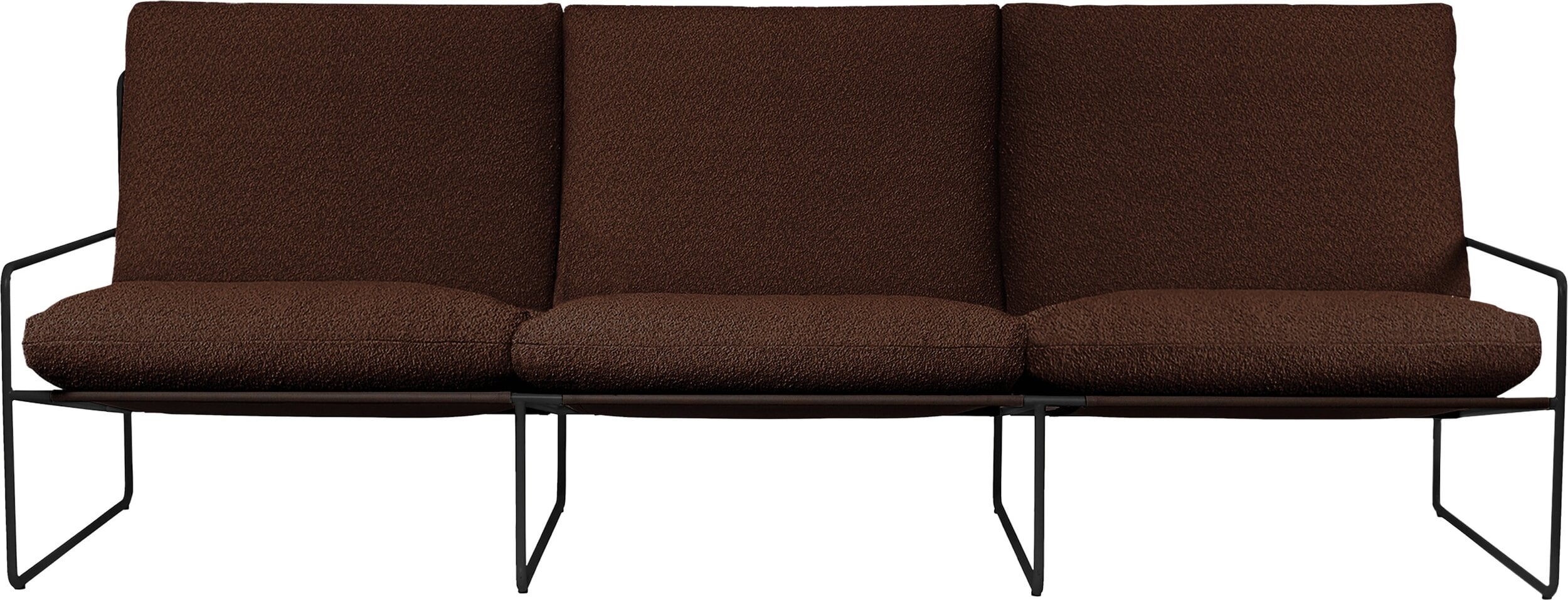 Sofa ogrodowa trzyoosobowa Desert Pure Bouclé brązowa z ciemną ramą