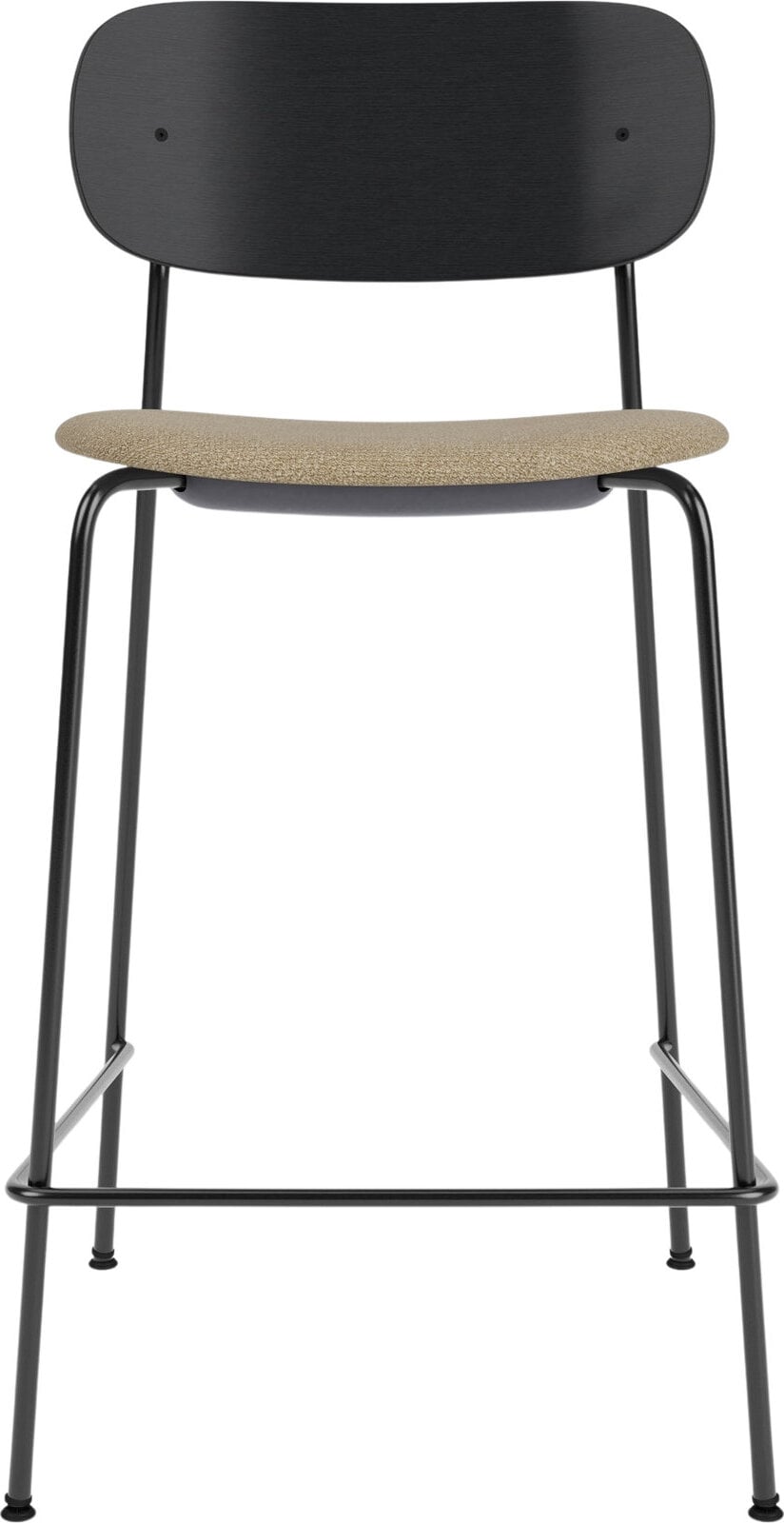 Krzesło barowe Co 68 5 cm czarne z tapicerowanym siedziskiem boucle beż