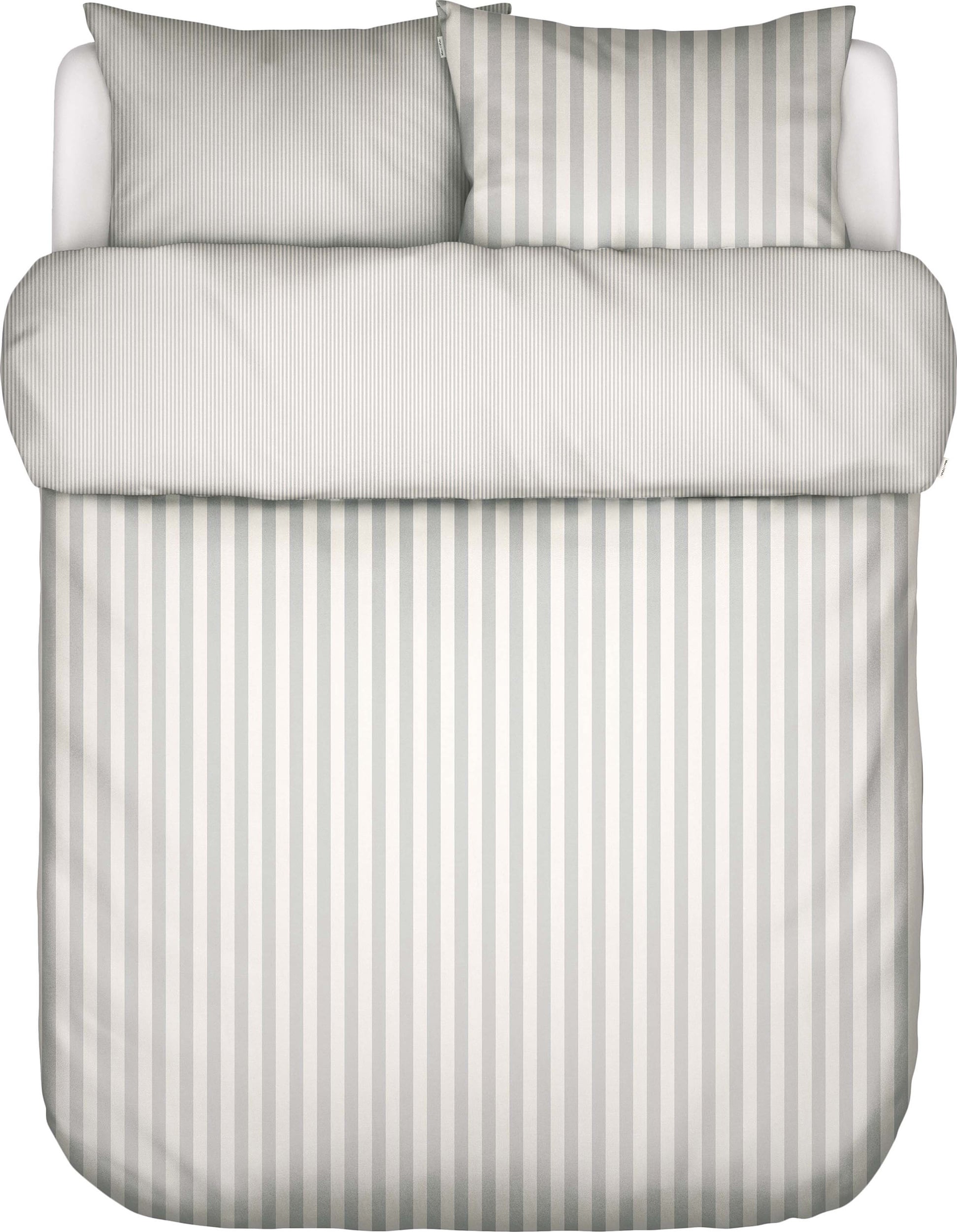 Pościel Classic Stripe 200 x 220 cm szaro-beżowa z 2 poszewkami na poduszki 80 x 80 cm zapięcie suwak