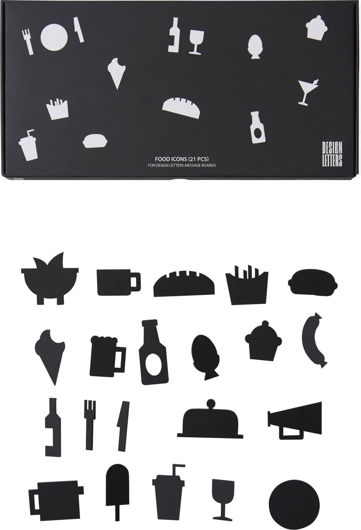 Ikony Food do tablicy Design Letters 21 szt. czarne