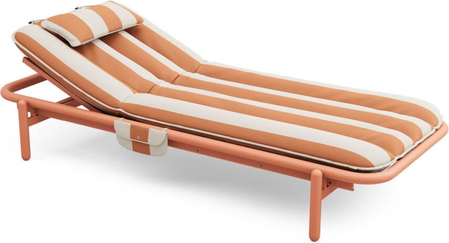 Leżanka ogrodowa Sunbun Terracotta w paski pomarańczowo-beżowa