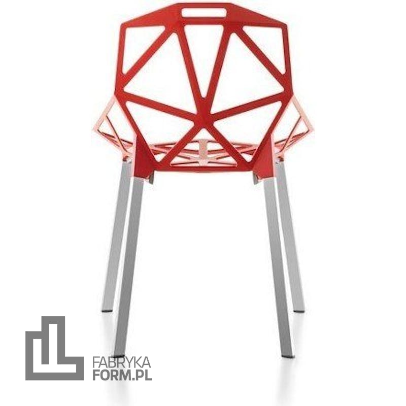 Krzesło Chair_One czerwone z polerowanymi anodyzowanymi nogami