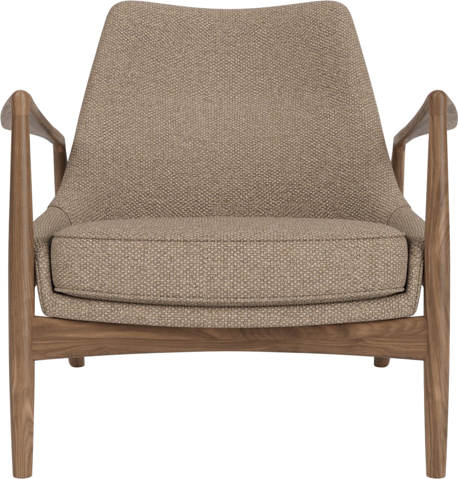 Fotel The Seal Lounge 73 cm orzech tapicerowany beżowy