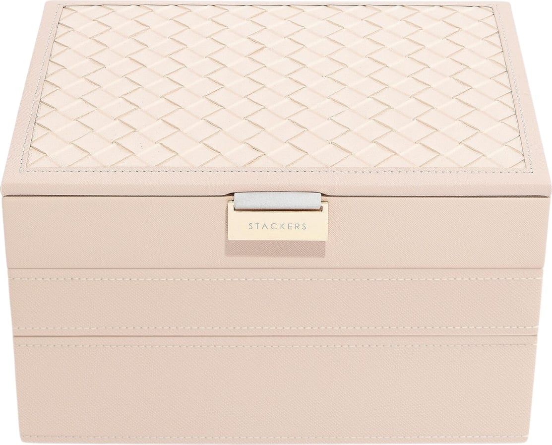 Szkatułka na biżuterię Stackers Classic Woven potrójna jasnoróżowa