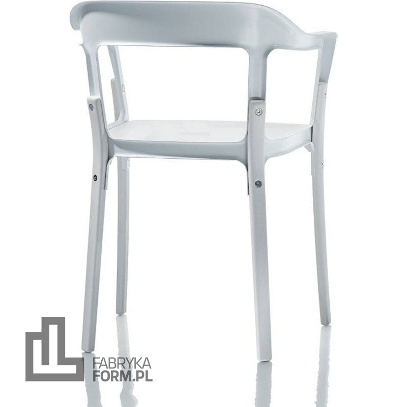 Krzesło Steelwood nogi i siedzisko białe oparcie białe
