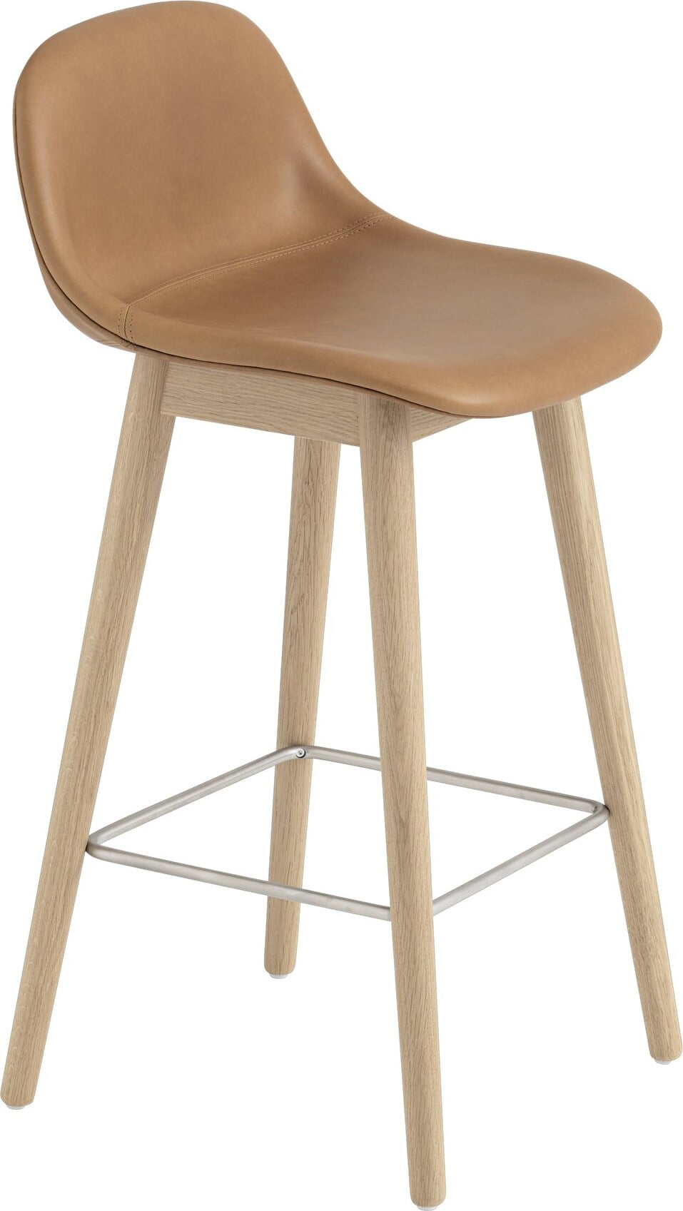 Stołek Fiber Refine Leather Cognac 65 cm tapicerowany z oparciem