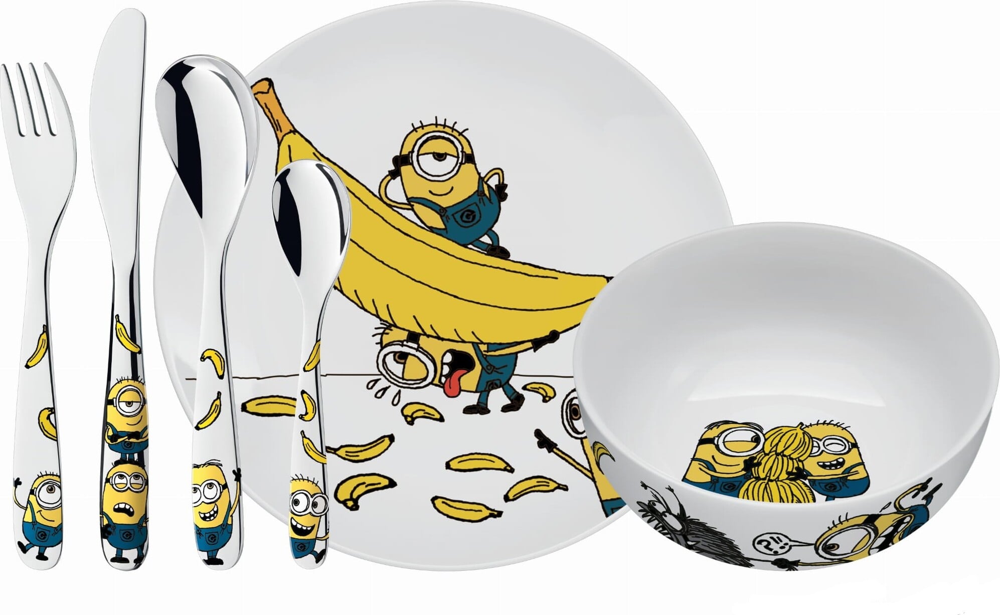 Sztućce i naczynia dziecięce WMF Minionki 6 el.