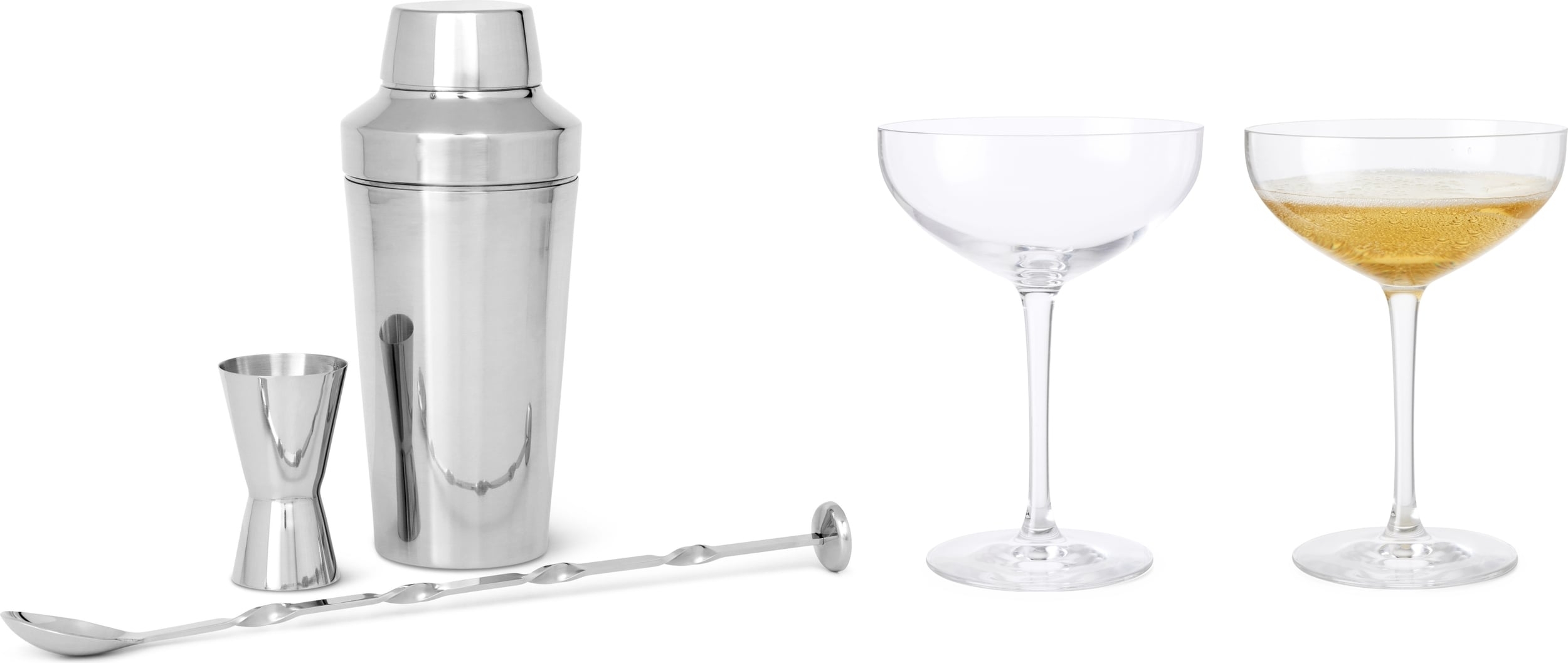 Akcesoria barmańskie GC Barware z 2 kieliszkami do szampana 5 el.