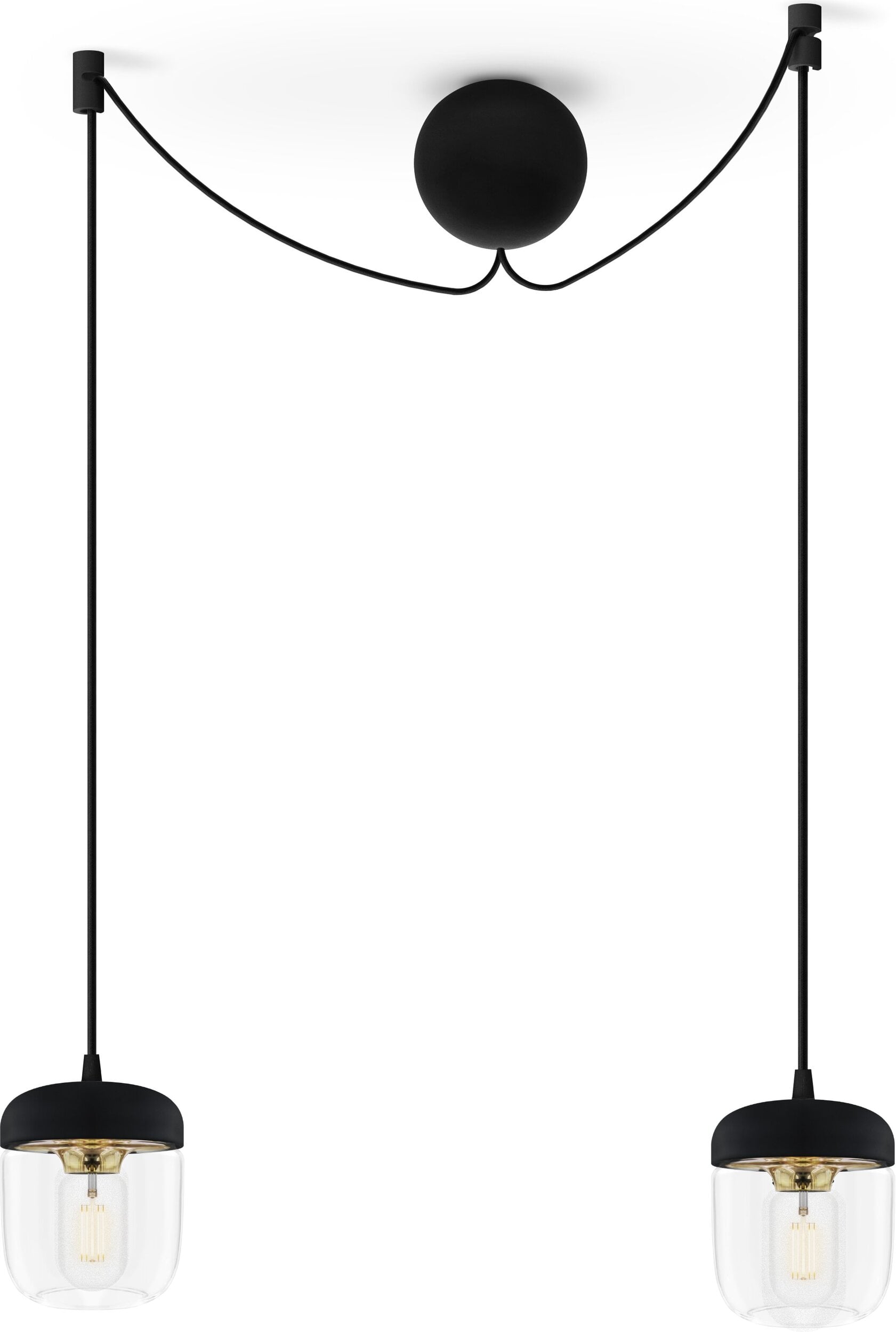 Lampa wisząca Acorn czarna z polerowanym mosiądzem podwójna