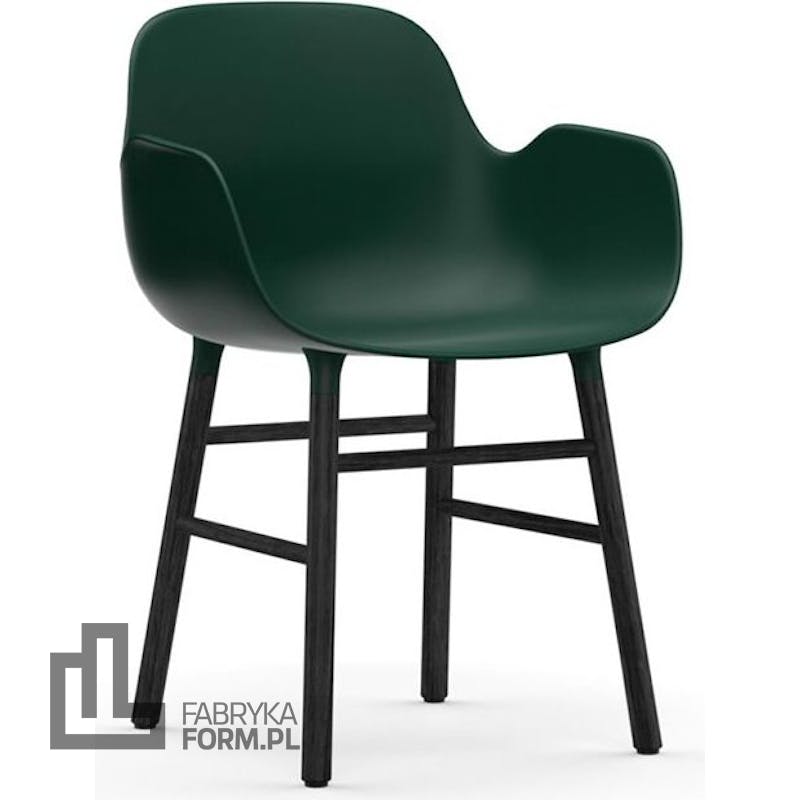 Fotel Form zielony z czarną dębową ramą