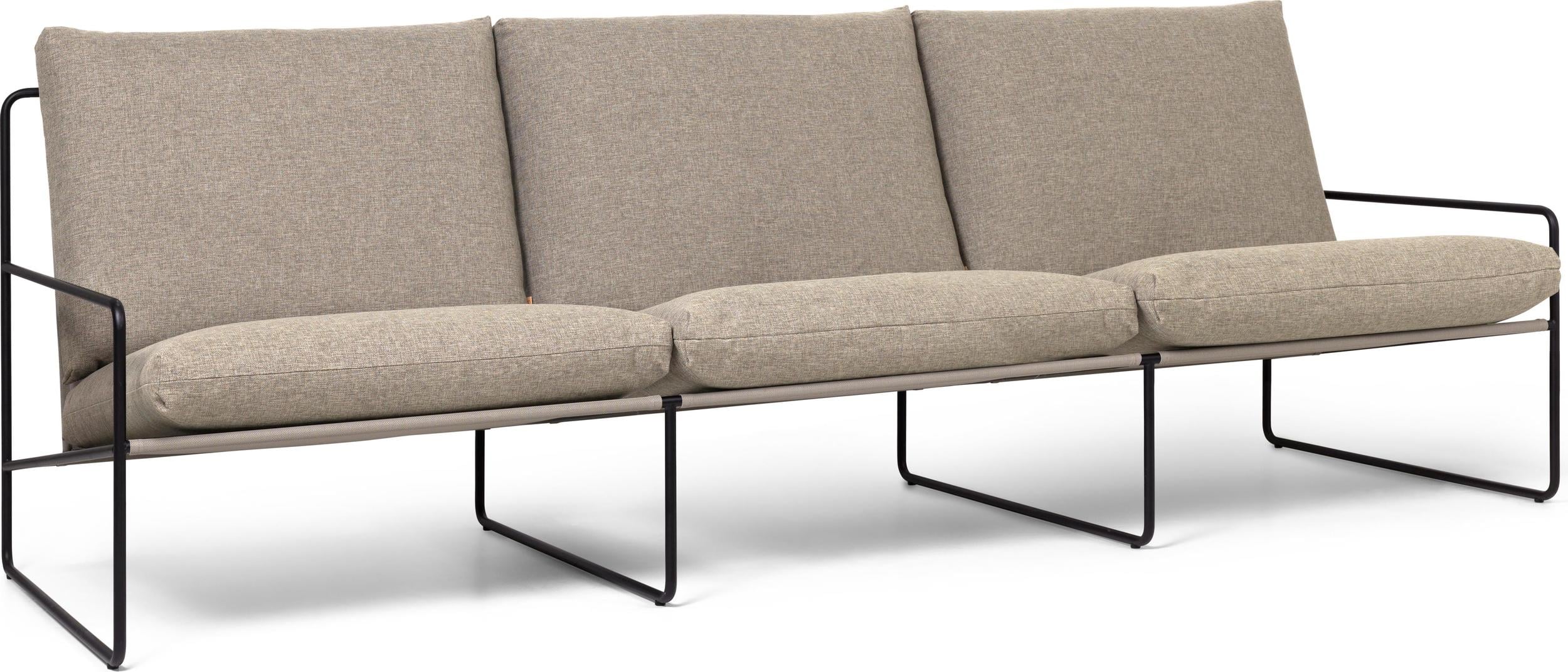 Sofa ogrodowa Desert Sand potrójna z czarną ramą