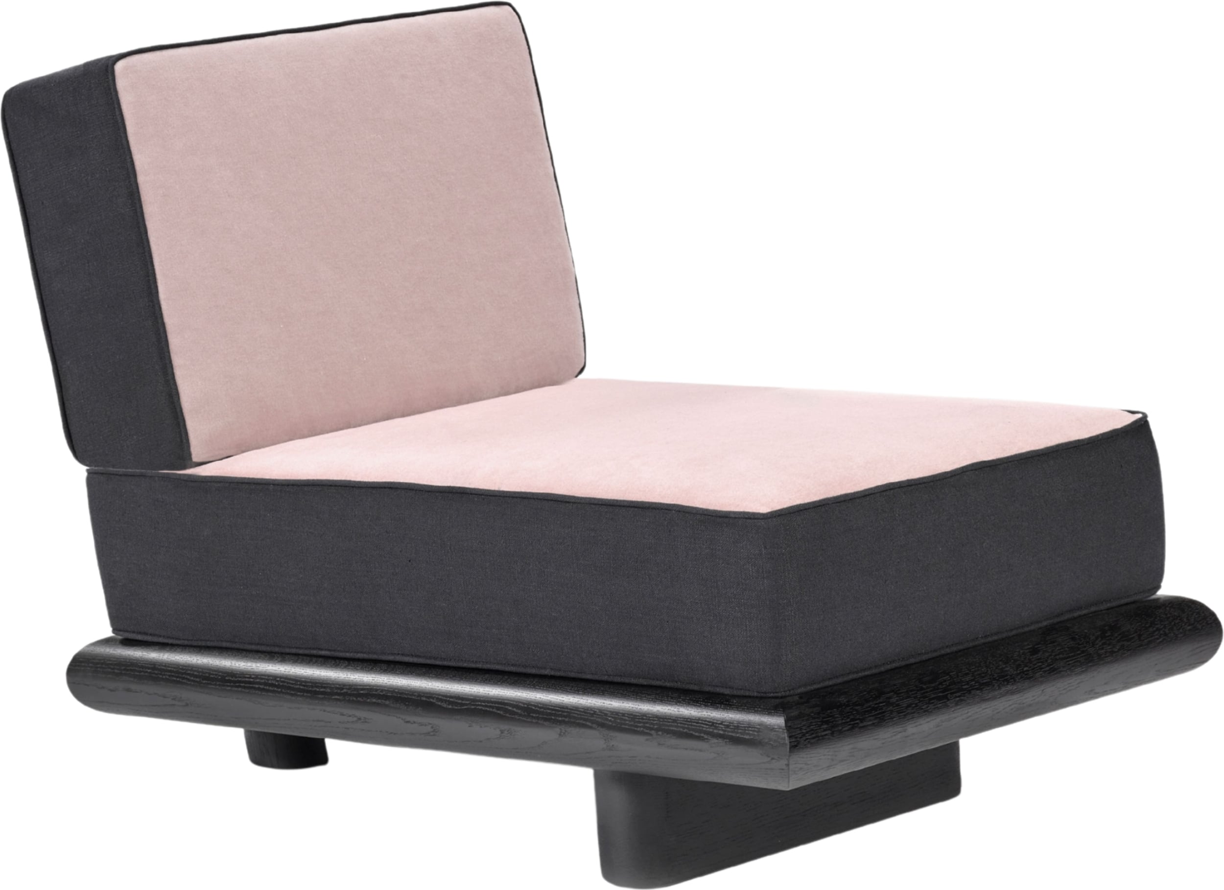 Sofa jednoosobowa Ono Velvet 95 cm różowo-czarna czarny dąb
