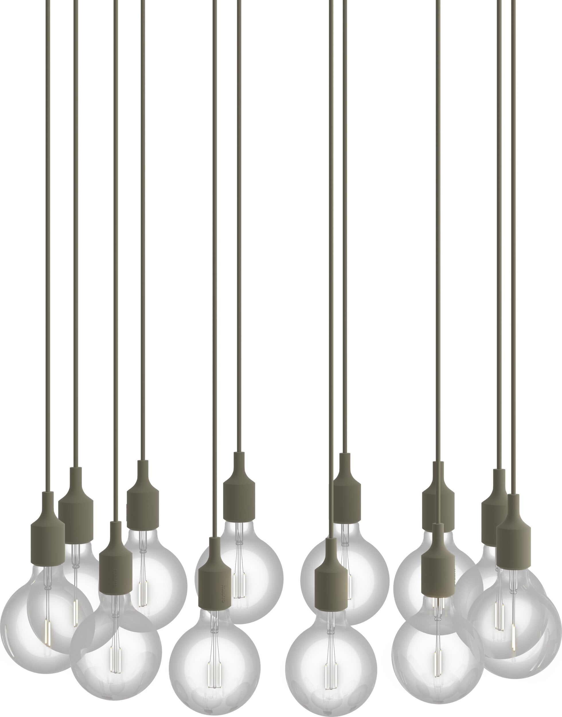 Lampa wisząca E27 12-punktowa oliwkowa