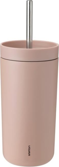 Kubek termiczny To-Go Sip 400 ml brudny róż z podwójnej stali ze słomką