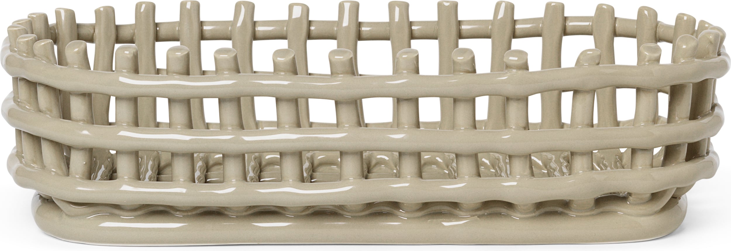 Kosz do przechowywania Ceramic owalny 15 x 30 cm w kolorze kaszmiru
