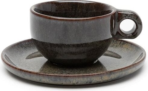 Filiżanki do cappuccino ze spodkami Surface 230 ml czarno-szare 4 szt.