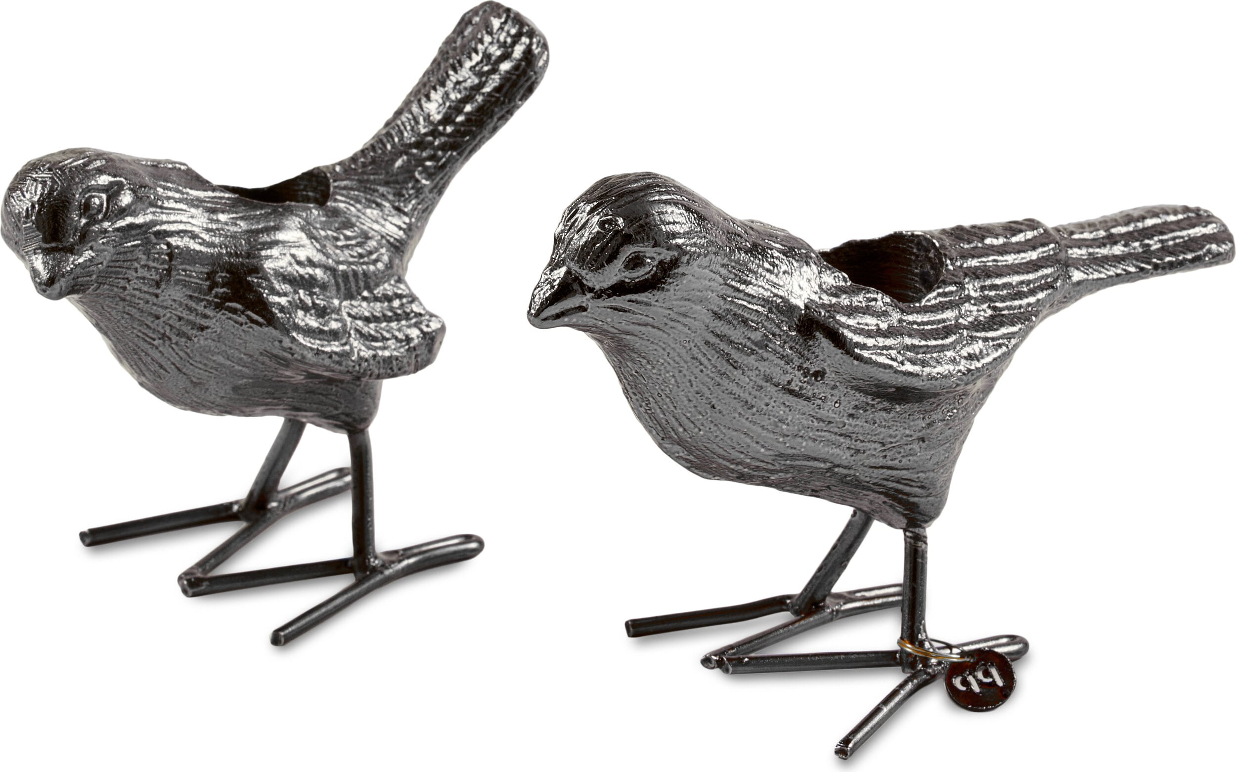 Świeczniki na klasyczne świece Flock Of Birds szare 2 el.