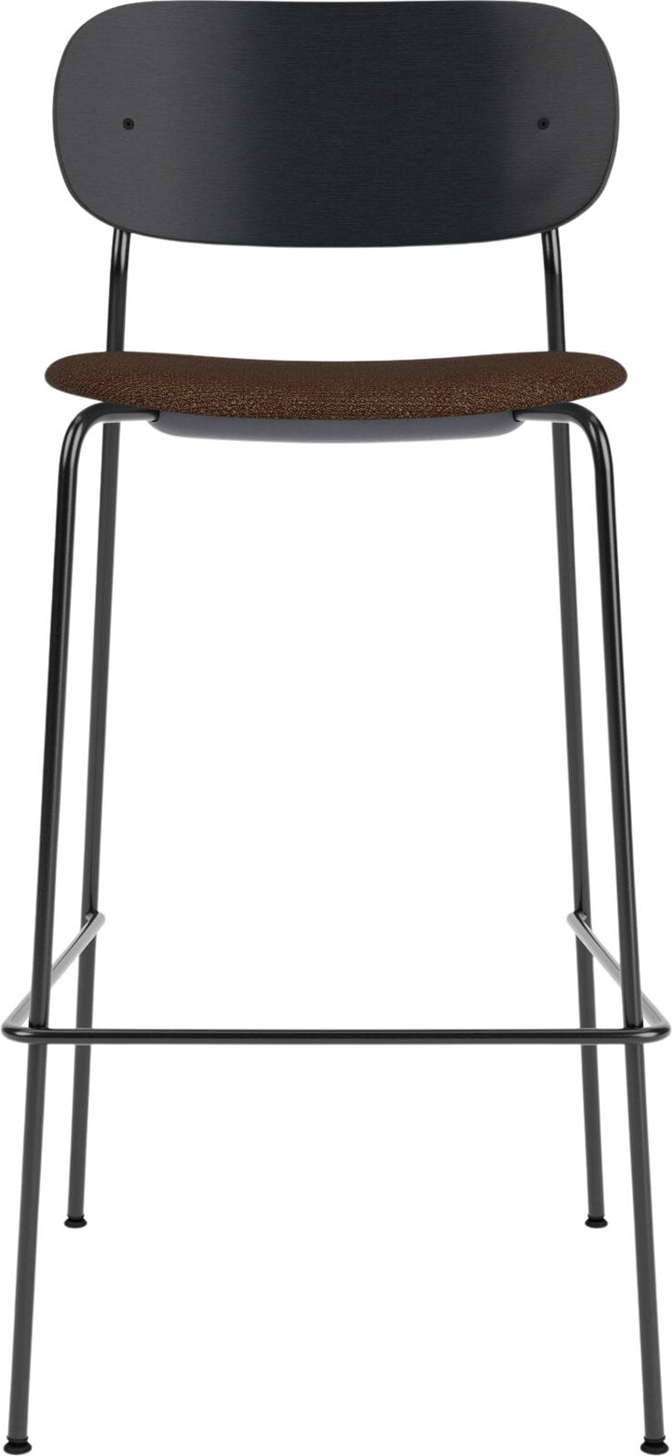 Krzesło barowe Co 78 5 cm czarne z tapicerowanym siedziskiem boucle brąz
