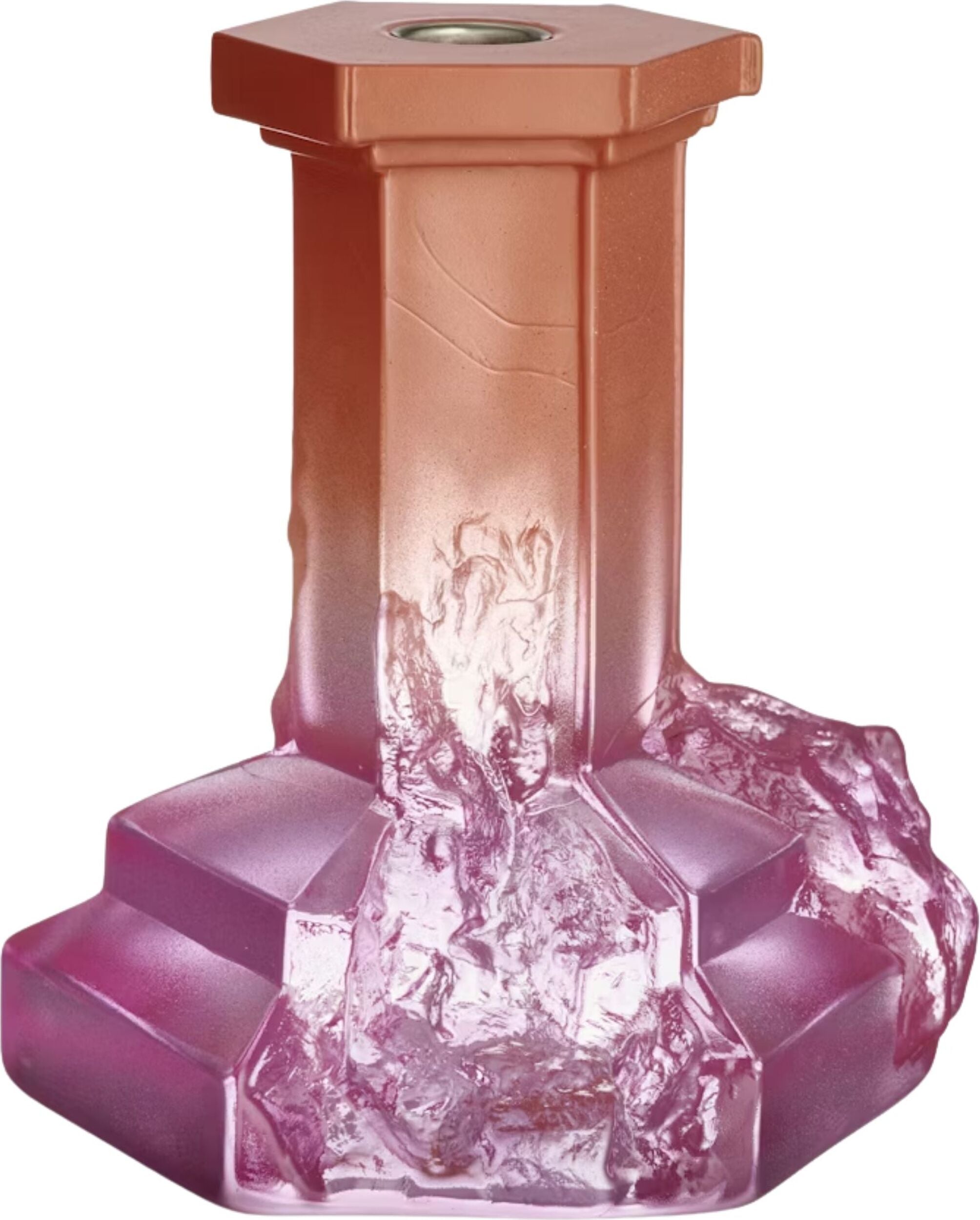 Świecznik na klasyczną świecę Rocky Baroque 17 5 cm różowy