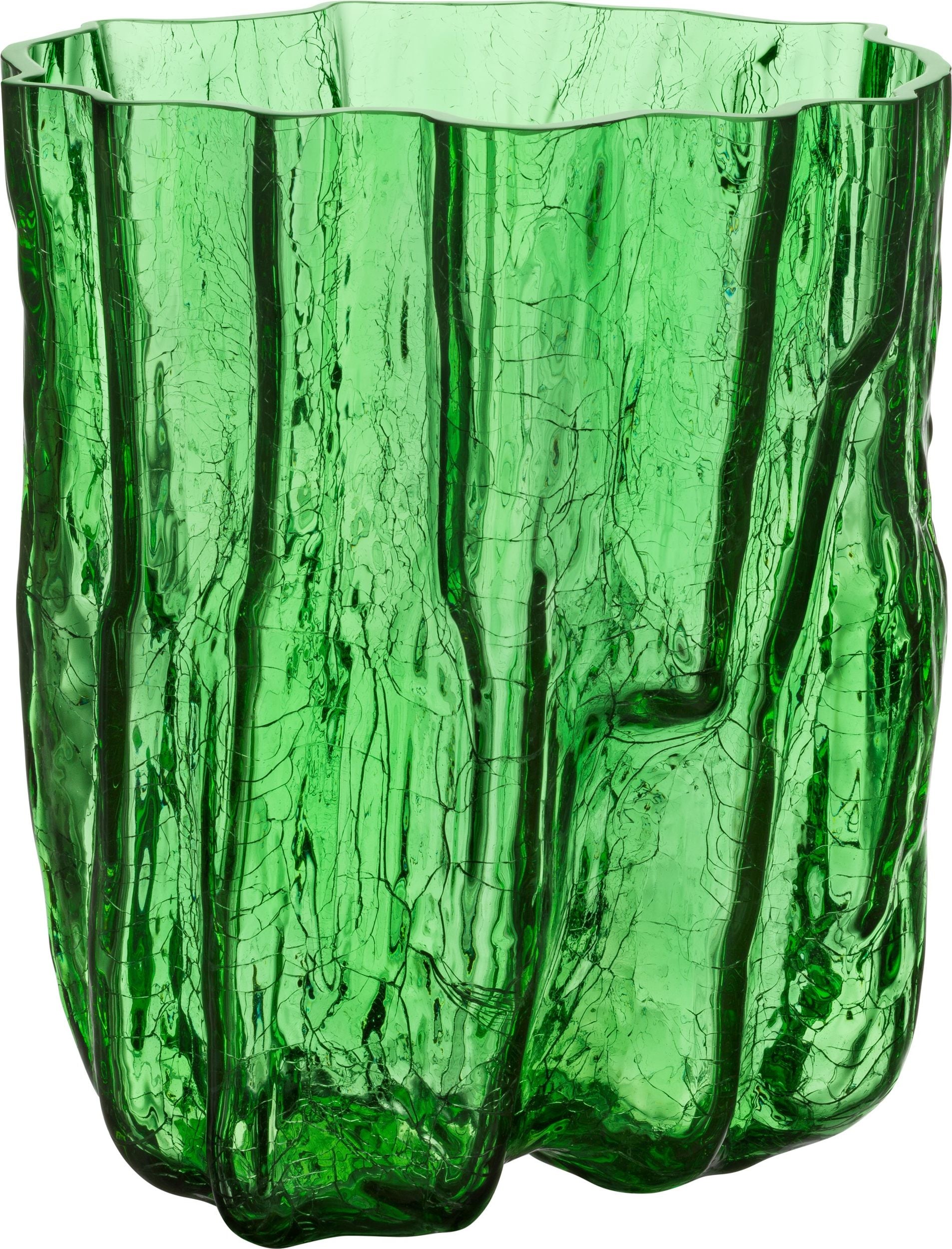 Wazon Crackle 27 cm zielony kryształowy