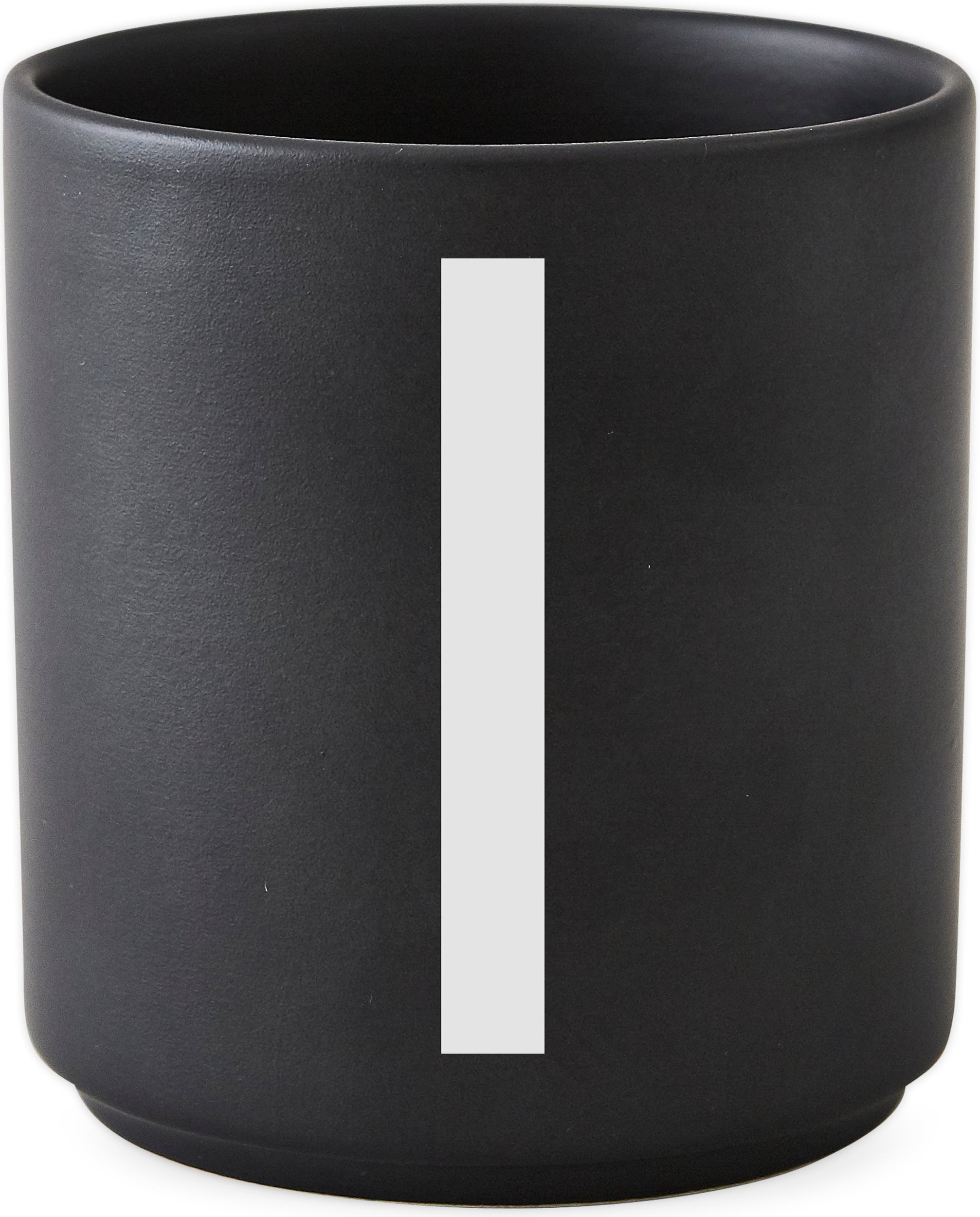 Kubek porcelanowy AJ czarny litera I
