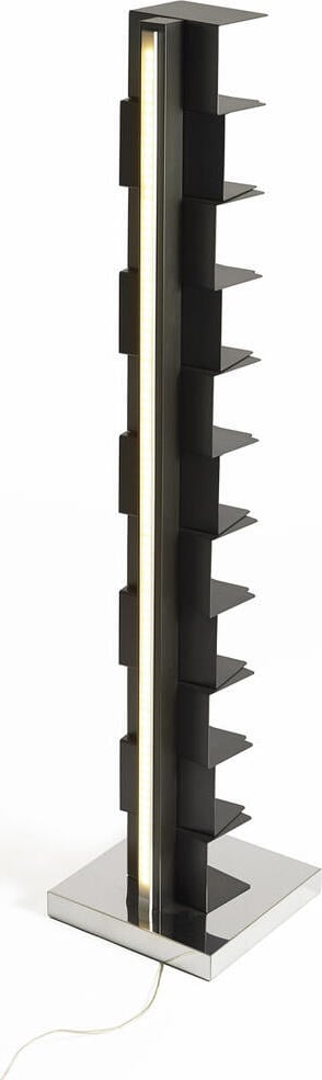 Regał Ptolomeo Luce 160 cm czarny ze srebrną podstawą z podświetleniem LED