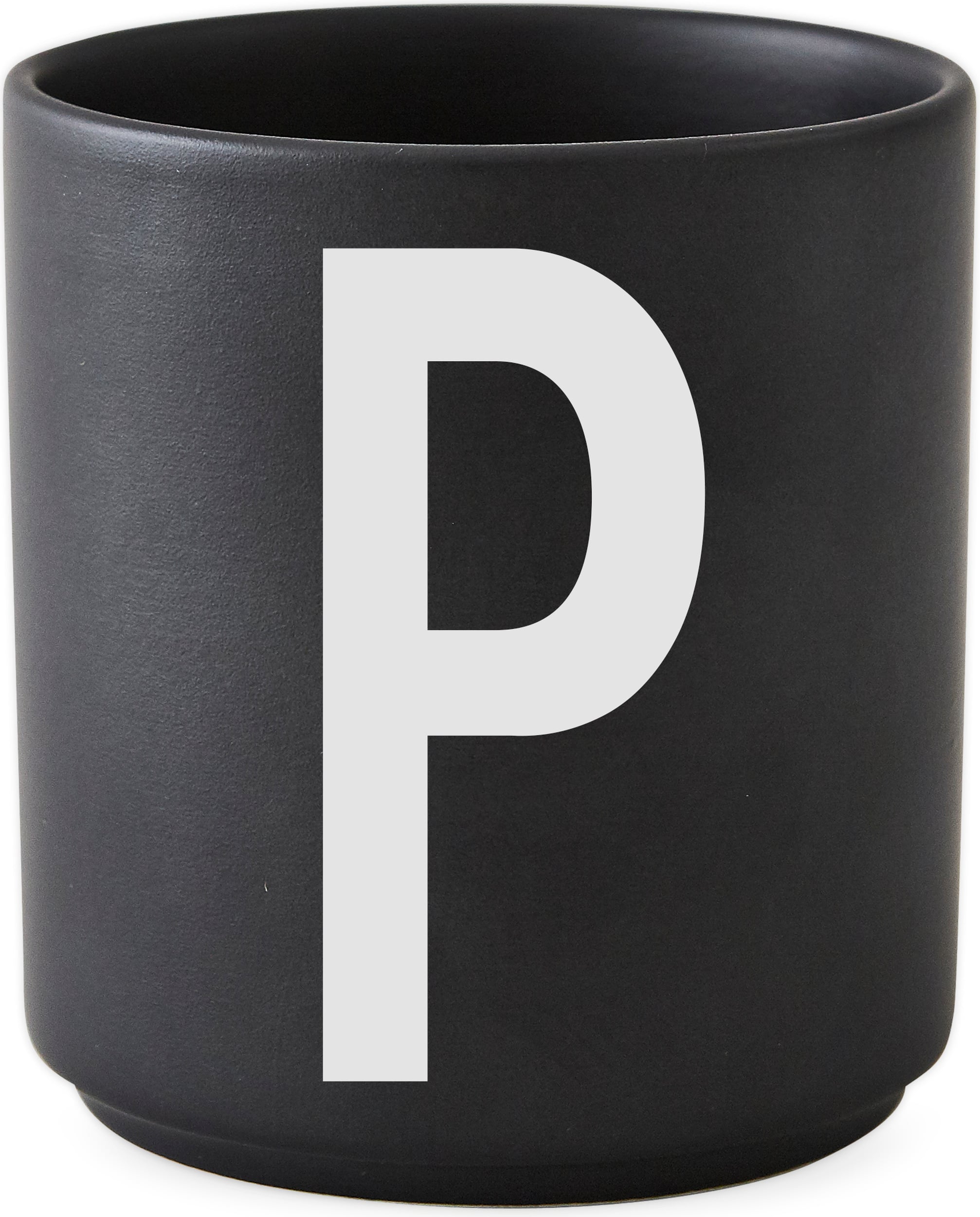 Kubek porcelanowy AJ czarny litera P