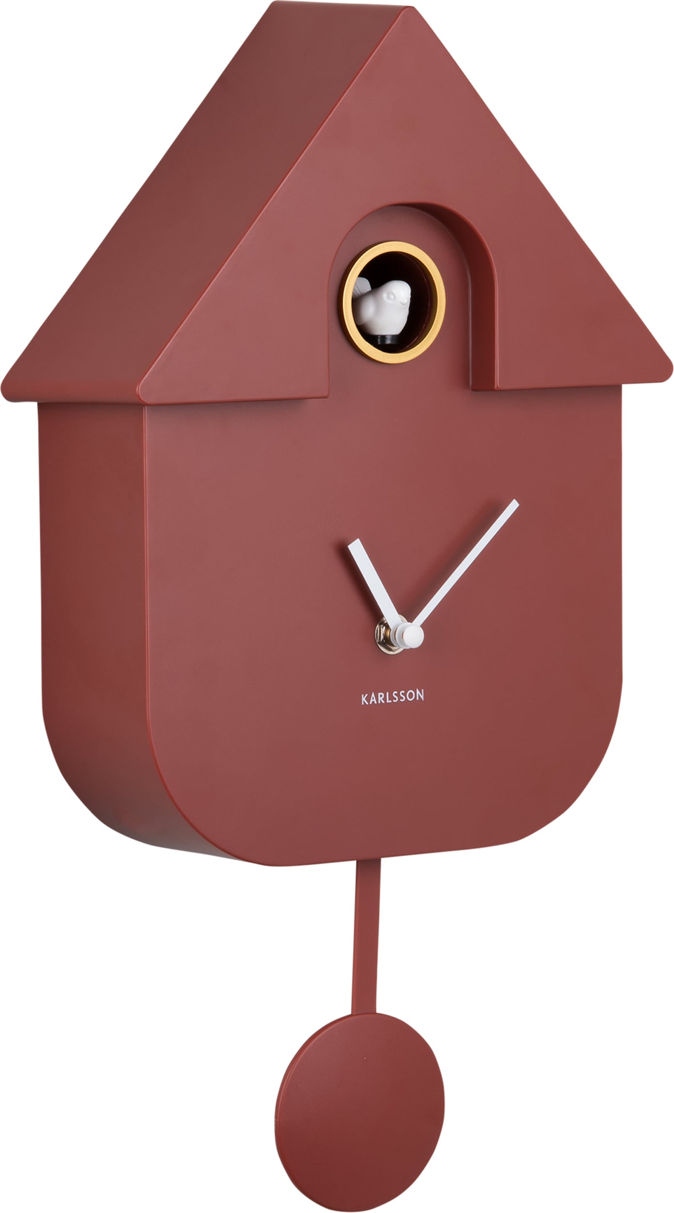Zegar ścienny z kukułką Modern Cuckoo zgaszona czerwień