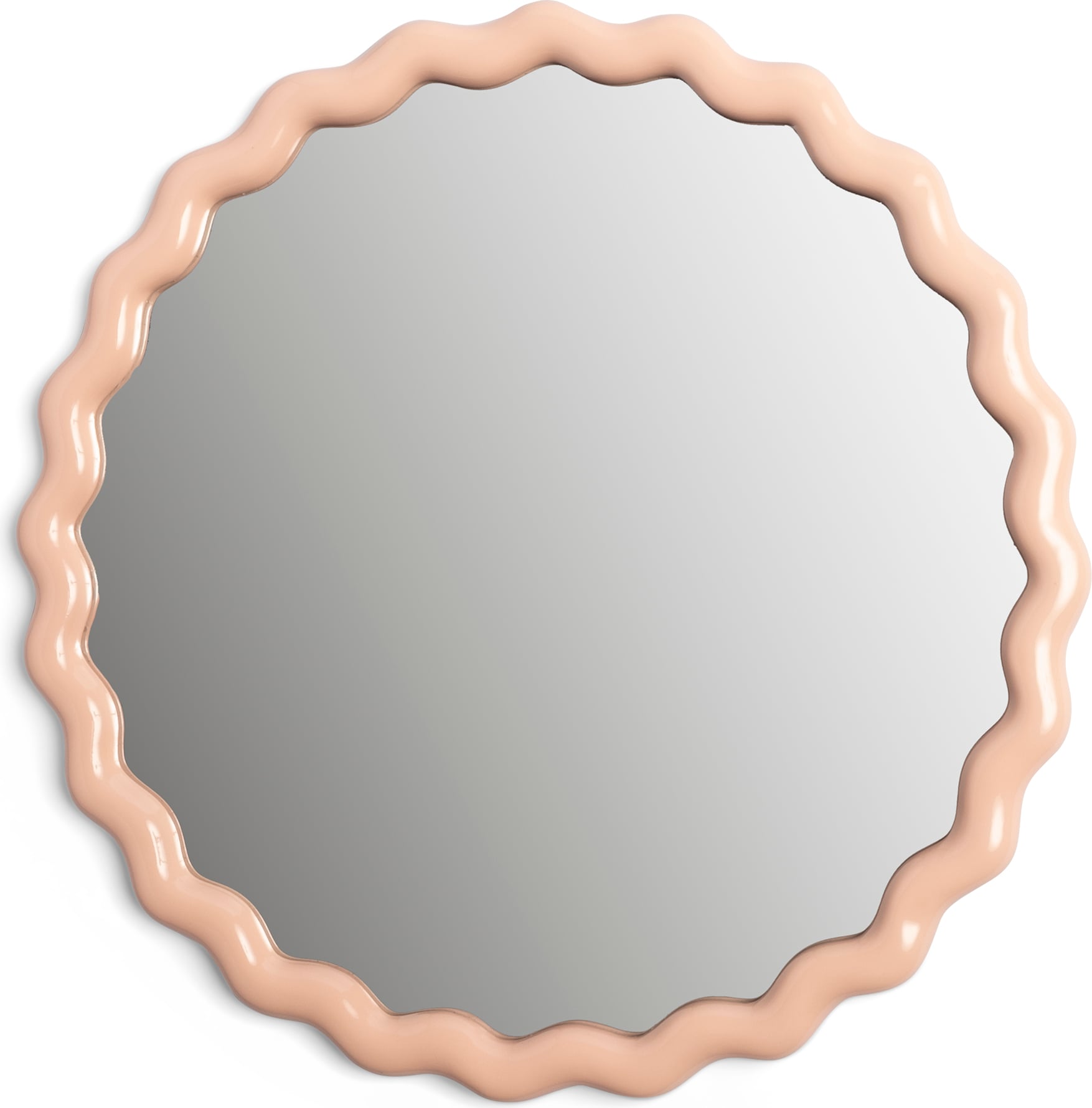 Lustro ścienne Zigzag okrągłe 50 cm różowe