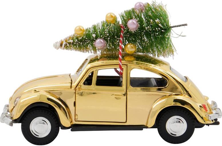Dekoracja świąteczna Xmas samochód 12 5 cm złoty