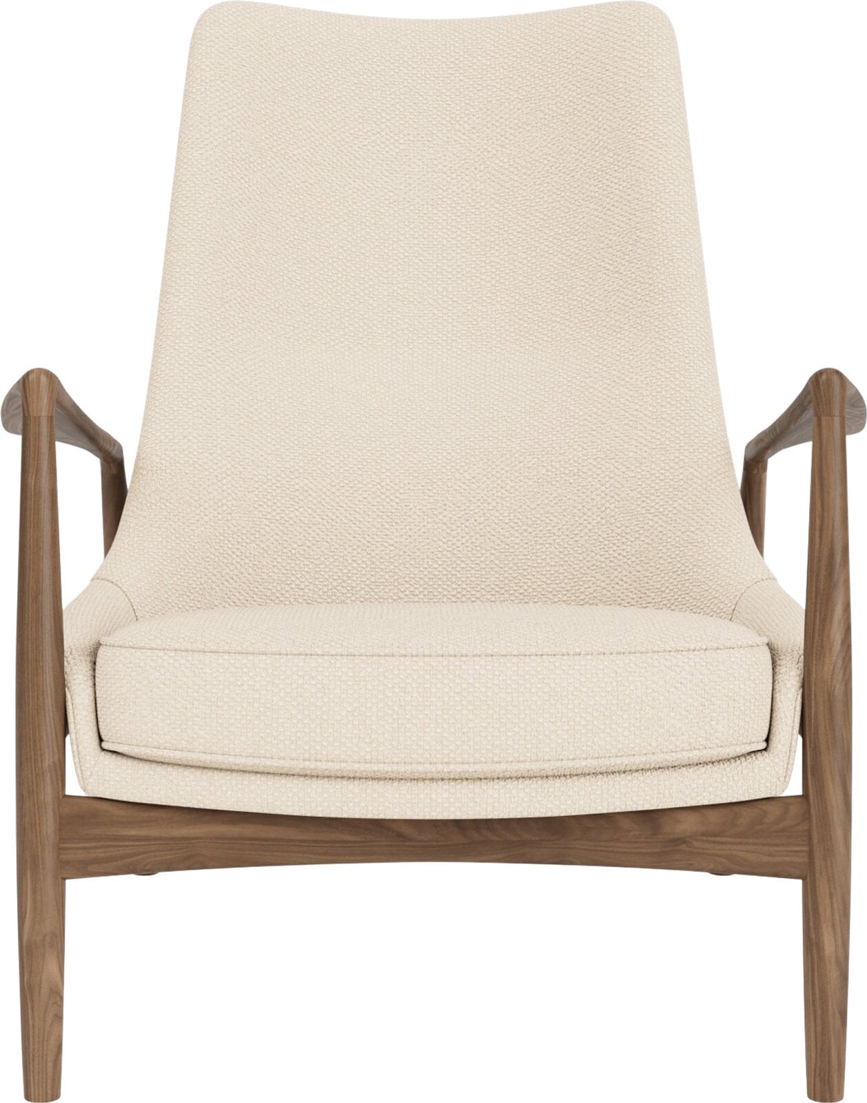Fotel The Seal Lounge 92 cm orzech tapicerowany kremowy
