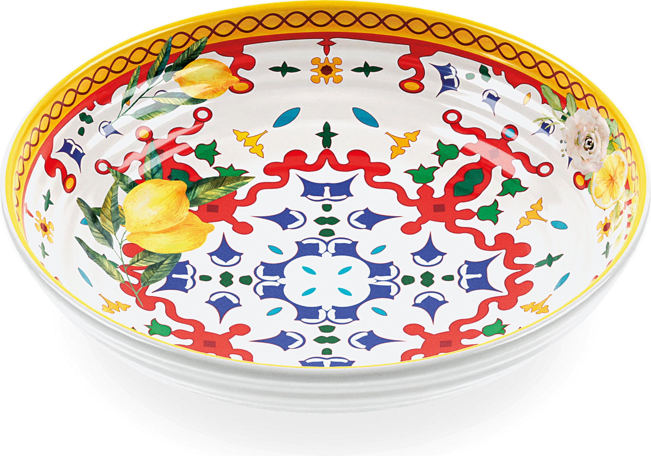 Talerz głęboki Flowers & Lemon 21 5 cm żółto-czerwony