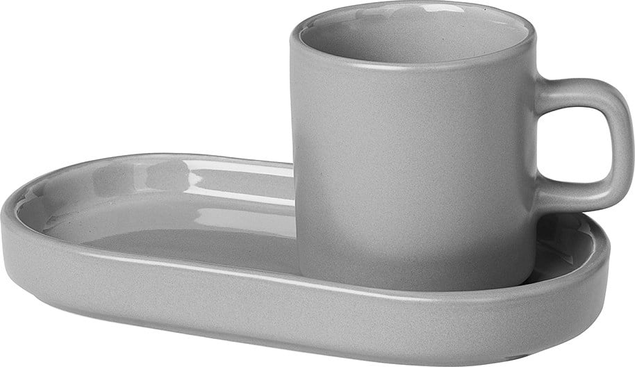 Filiżanki do espresso Pilar mirage grey ze spodkiem 2 szt.