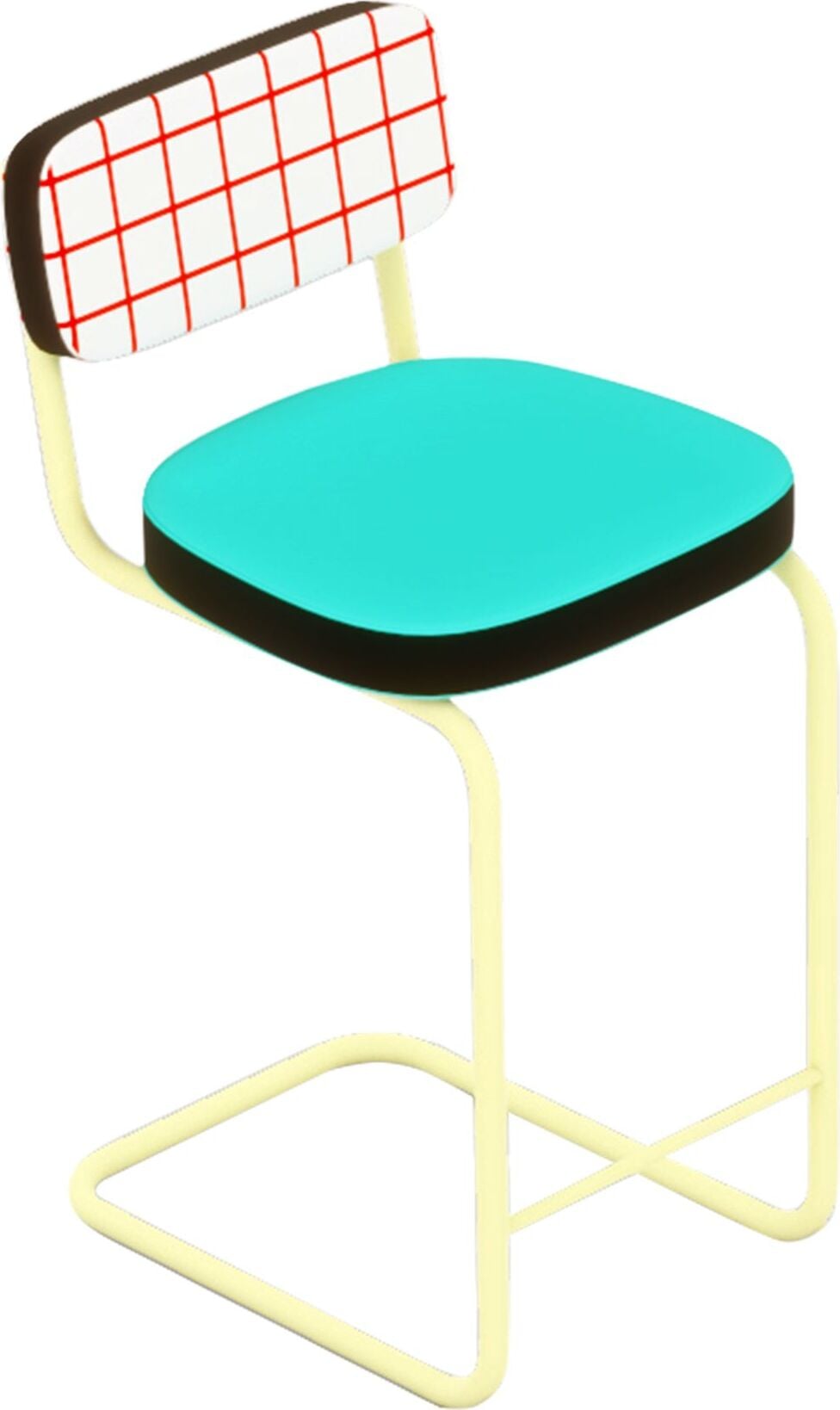 Stołek Seletti Superstool w kratkę czerwony z beżową ramą