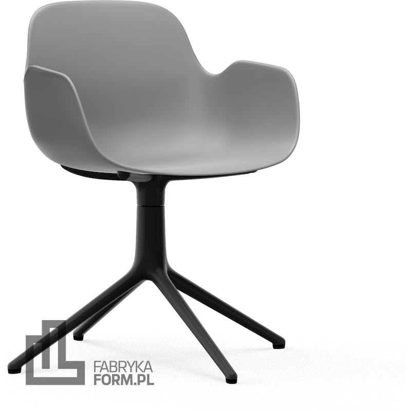 Fotel obrotowy Form Swivel 4L szary na czarnych aluminiowych nogach