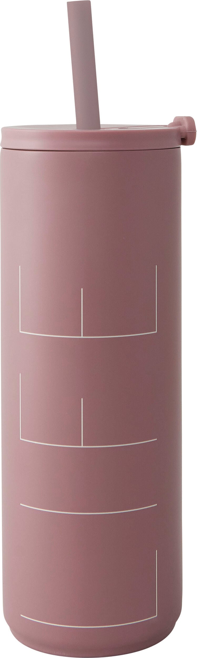 Kubek termiczny Design Letters Life 500 ml brudny róż ze słomką