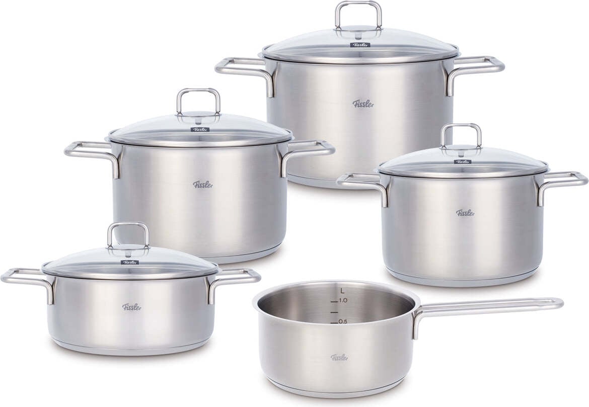 Zestaw garnków Fissler SatiTherm stalowe ze szklanymi pokrywkami 5 el.