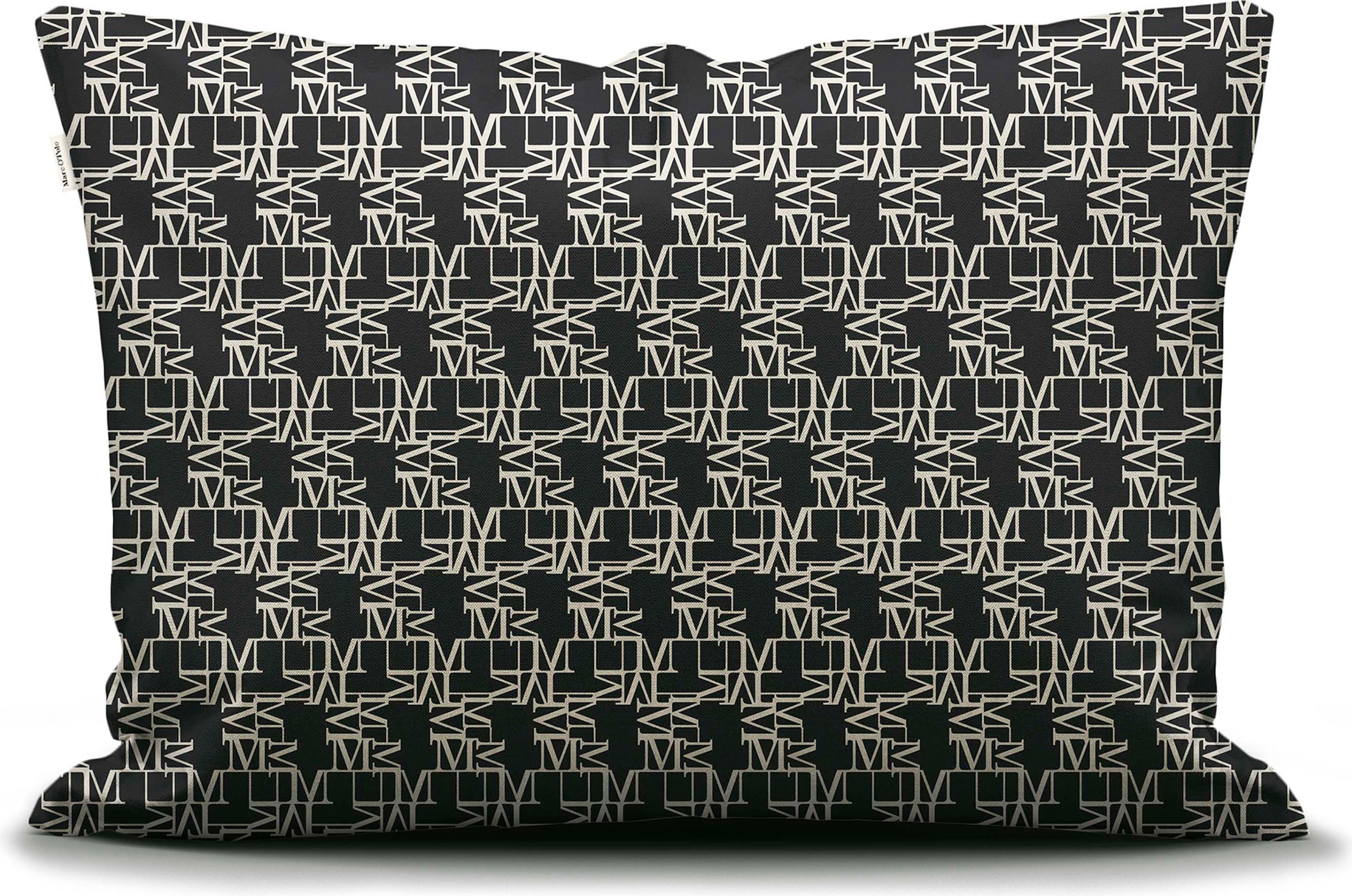 Poszewka na poduszkę Monogram 60 x 70 cm czarno-biała zapięcie suwak
