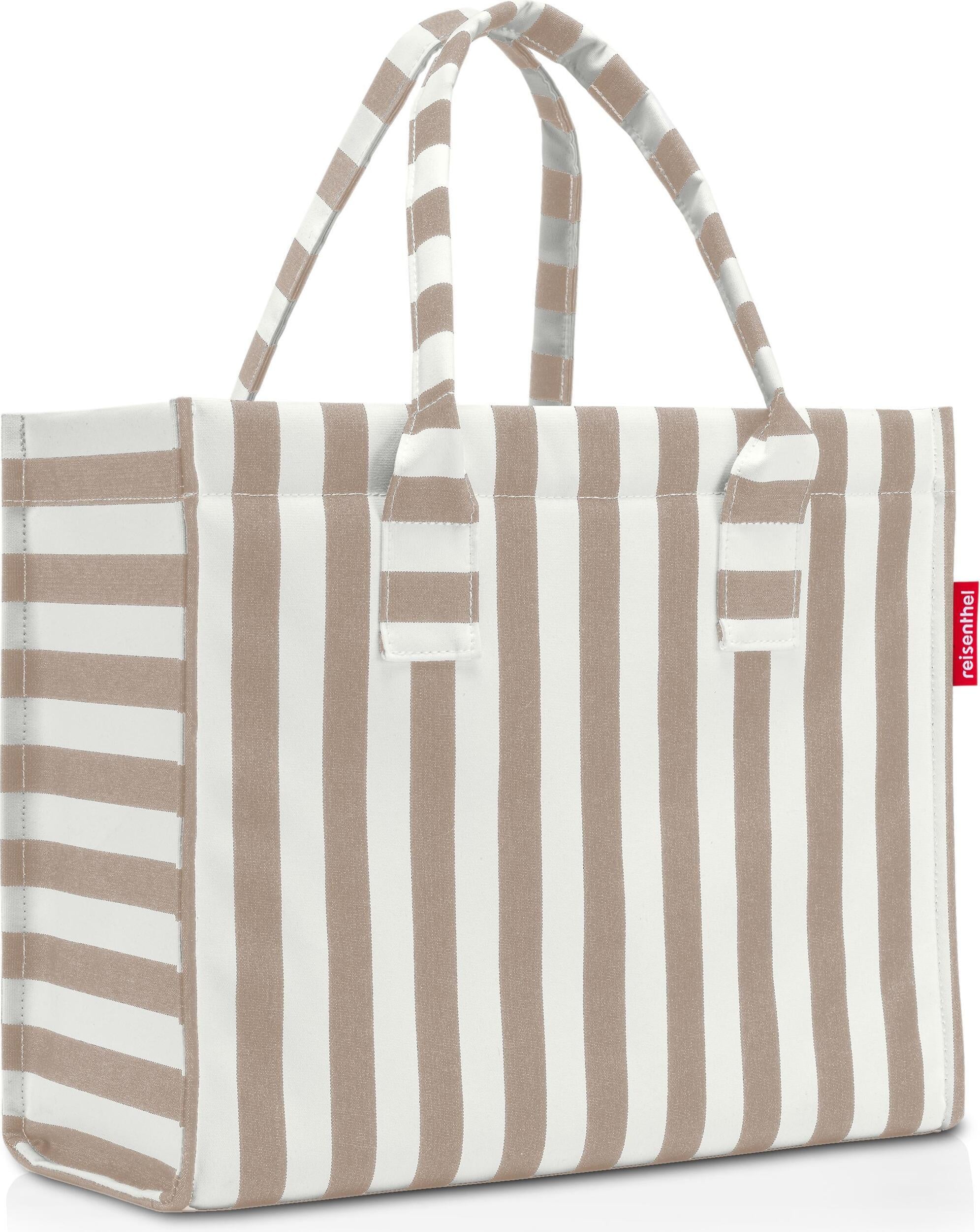 Torba Daily Shopper w paski brązowo-biała z recyklingu