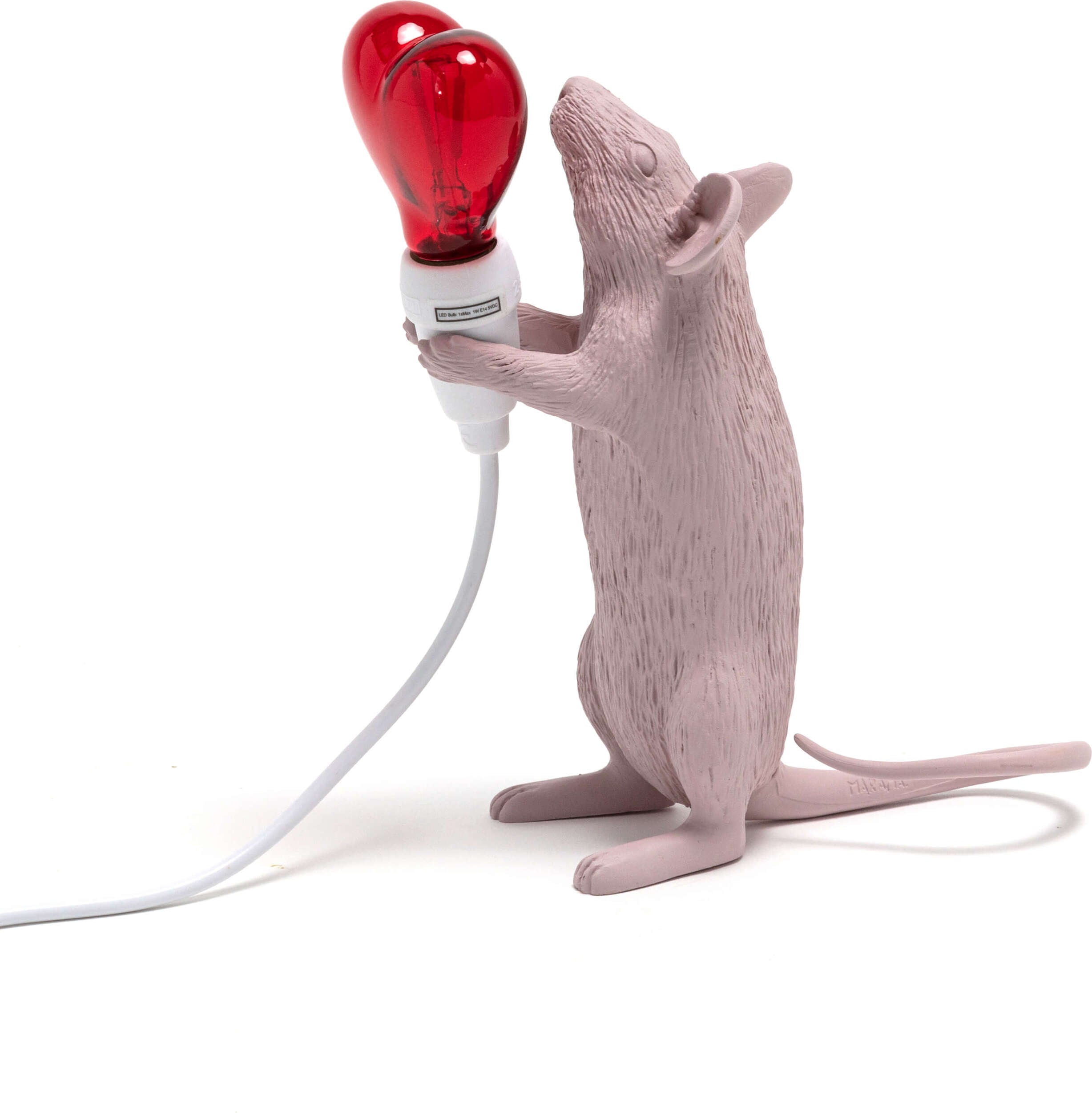 Lampa Mouse Valentine różowa z gniazdkiem USB