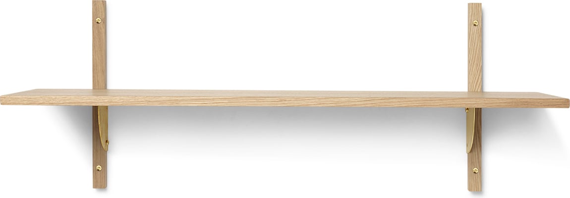 Półka Sector pojedyncza 87 cm jasny dąb z mosiężnym mocowaniem