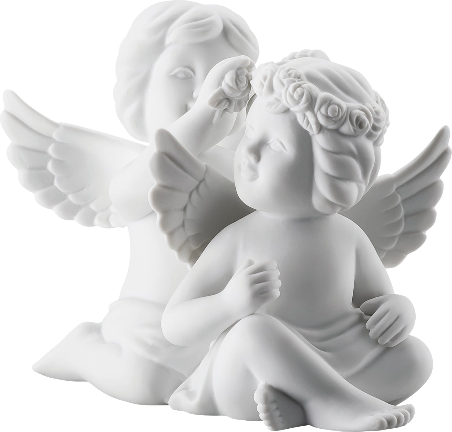 Figurka Classic para aniołów z kwiatami duża